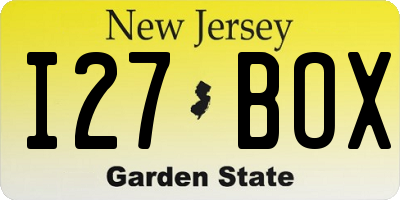 NJ license plate I27BOX
