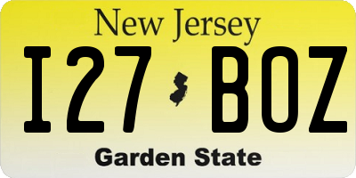 NJ license plate I27BOZ