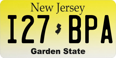 NJ license plate I27BPA