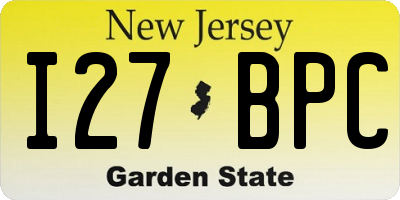 NJ license plate I27BPC