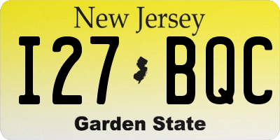 NJ license plate I27BQC