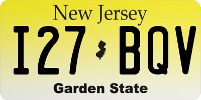 NJ license plate I27BQV