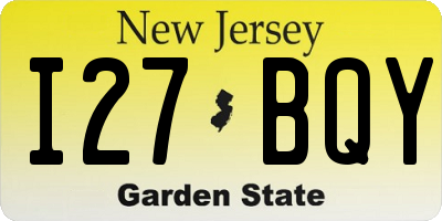NJ license plate I27BQY
