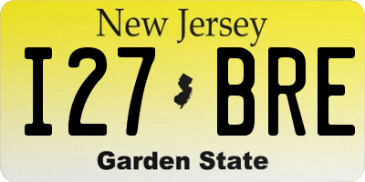 NJ license plate I27BRE