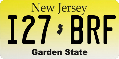 NJ license plate I27BRF