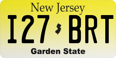NJ license plate I27BRT