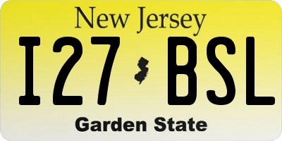 NJ license plate I27BSL