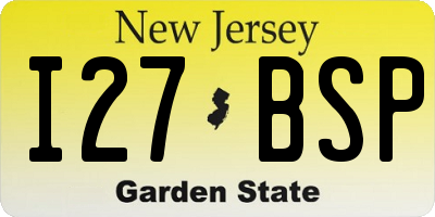 NJ license plate I27BSP