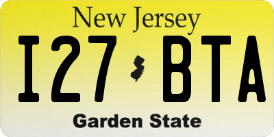 NJ license plate I27BTA