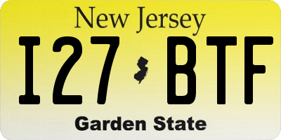 NJ license plate I27BTF