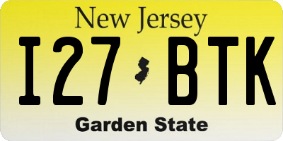 NJ license plate I27BTK