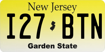 NJ license plate I27BTN