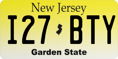 NJ license plate I27BTY