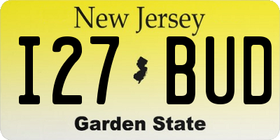 NJ license plate I27BUD