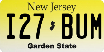 NJ license plate I27BUM