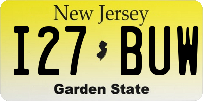 NJ license plate I27BUW