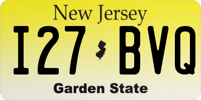 NJ license plate I27BVQ