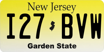 NJ license plate I27BVW