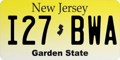 NJ license plate I27BWA
