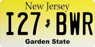 NJ license plate I27BWR