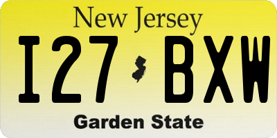 NJ license plate I27BXW