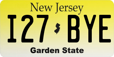 NJ license plate I27BYE