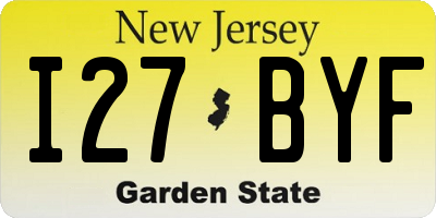 NJ license plate I27BYF
