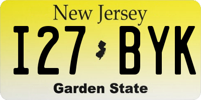 NJ license plate I27BYK