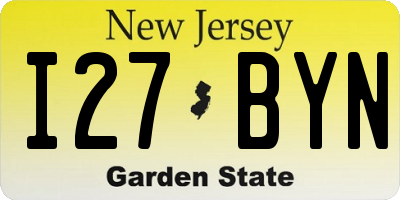 NJ license plate I27BYN