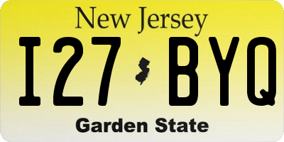 NJ license plate I27BYQ
