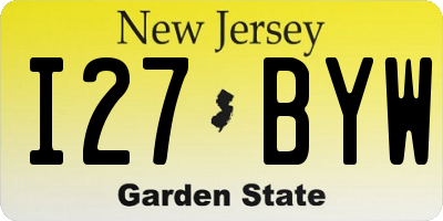 NJ license plate I27BYW