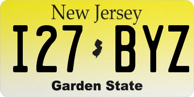 NJ license plate I27BYZ