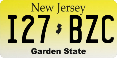 NJ license plate I27BZC