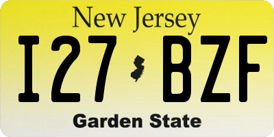NJ license plate I27BZF