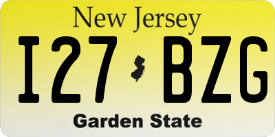 NJ license plate I27BZG