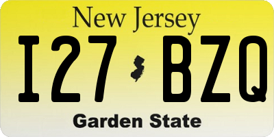NJ license plate I27BZQ