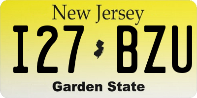 NJ license plate I27BZU