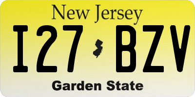 NJ license plate I27BZV