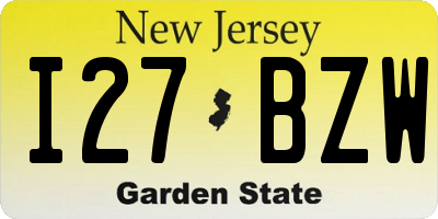 NJ license plate I27BZW