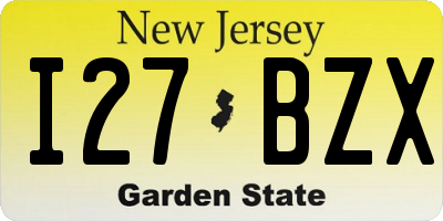 NJ license plate I27BZX