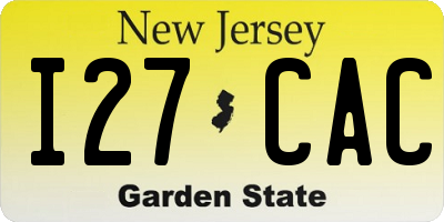 NJ license plate I27CAC