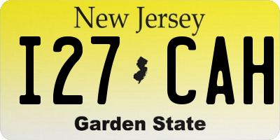 NJ license plate I27CAH