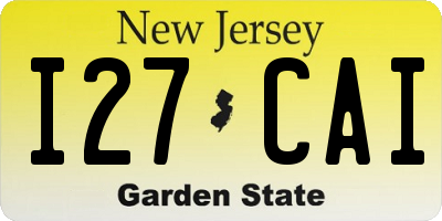 NJ license plate I27CAI