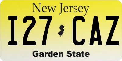 NJ license plate I27CAZ