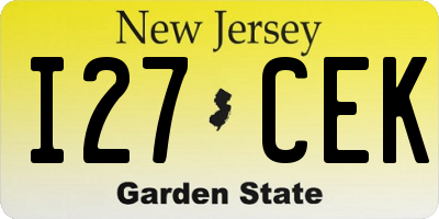 NJ license plate I27CEK