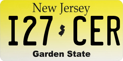 NJ license plate I27CER
