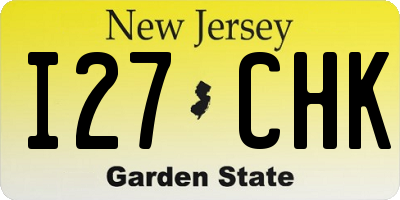 NJ license plate I27CHK