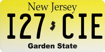 NJ license plate I27CIE
