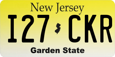 NJ license plate I27CKR