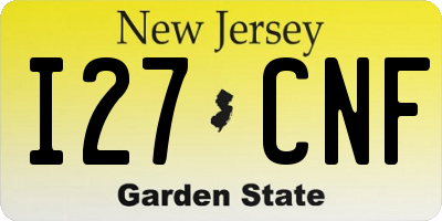 NJ license plate I27CNF